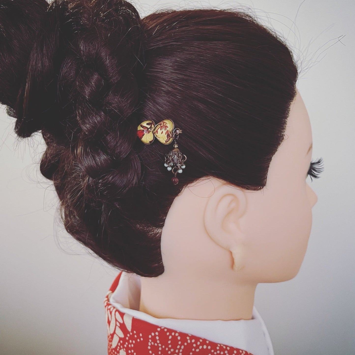 ヘアピン 水晶 ガーネット ハート 赤 大人 高級