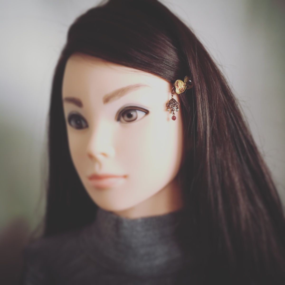 ヘアピン 水晶 ガーネット ハート 赤 大人 高級