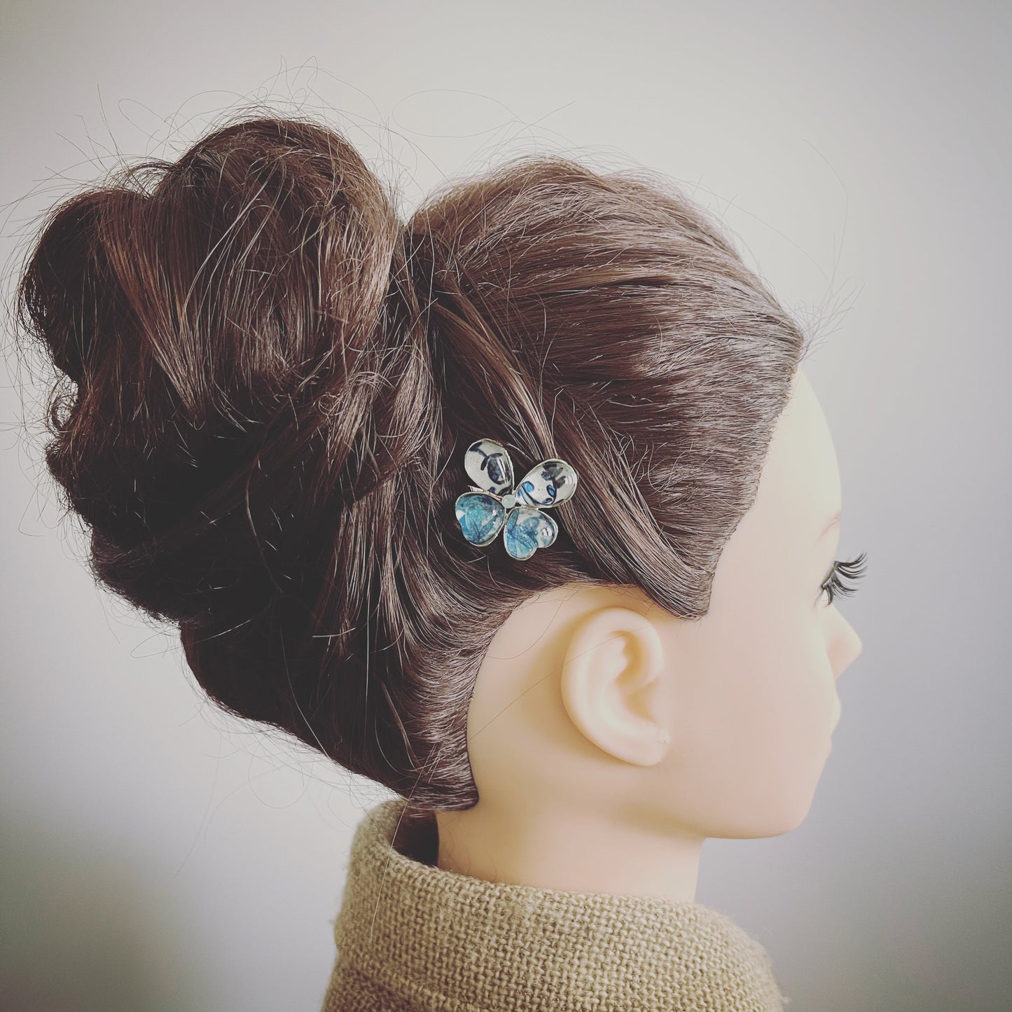ヘアピン 蝶 青 飾り取り外し可能