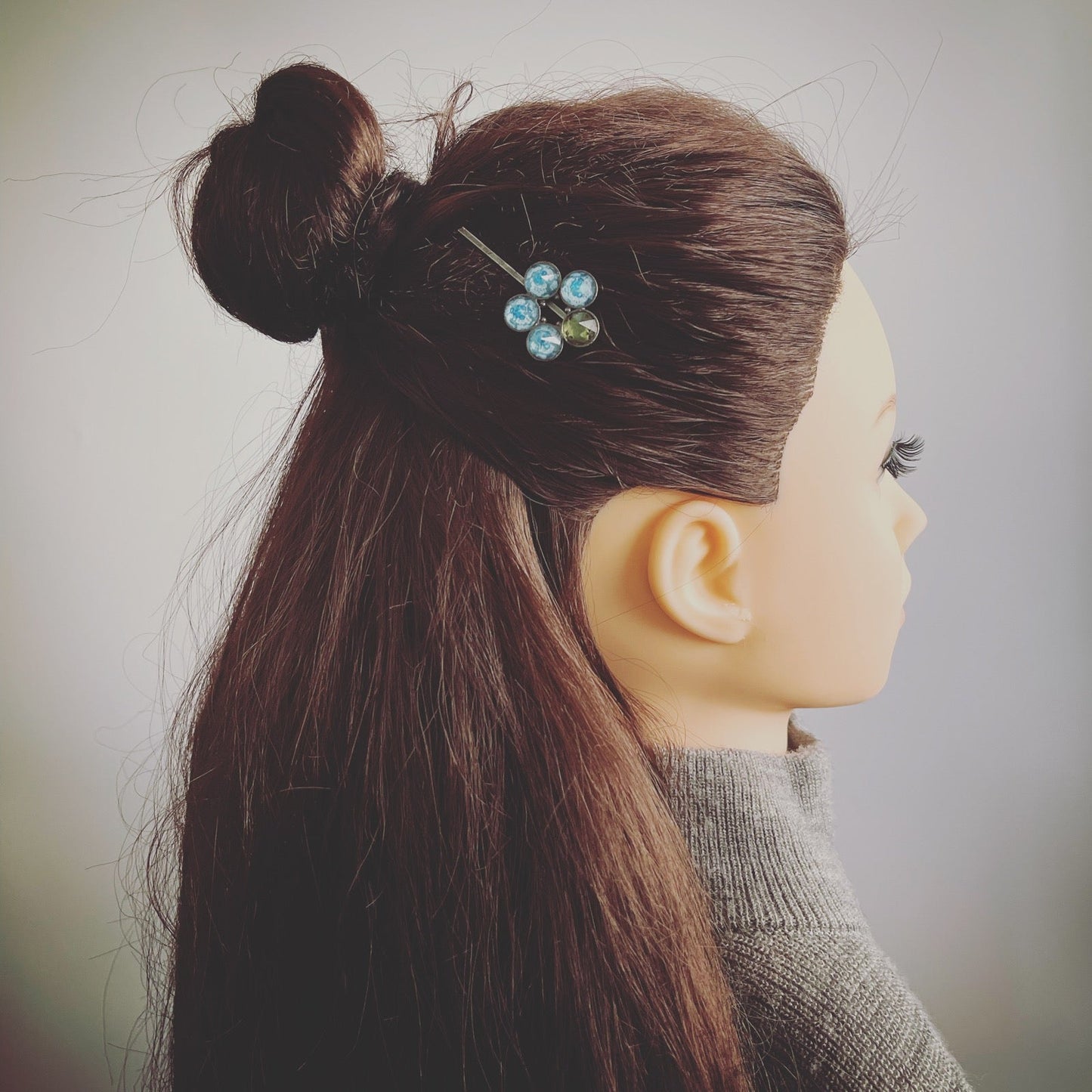 ヘアピン 花 梅 ブルー