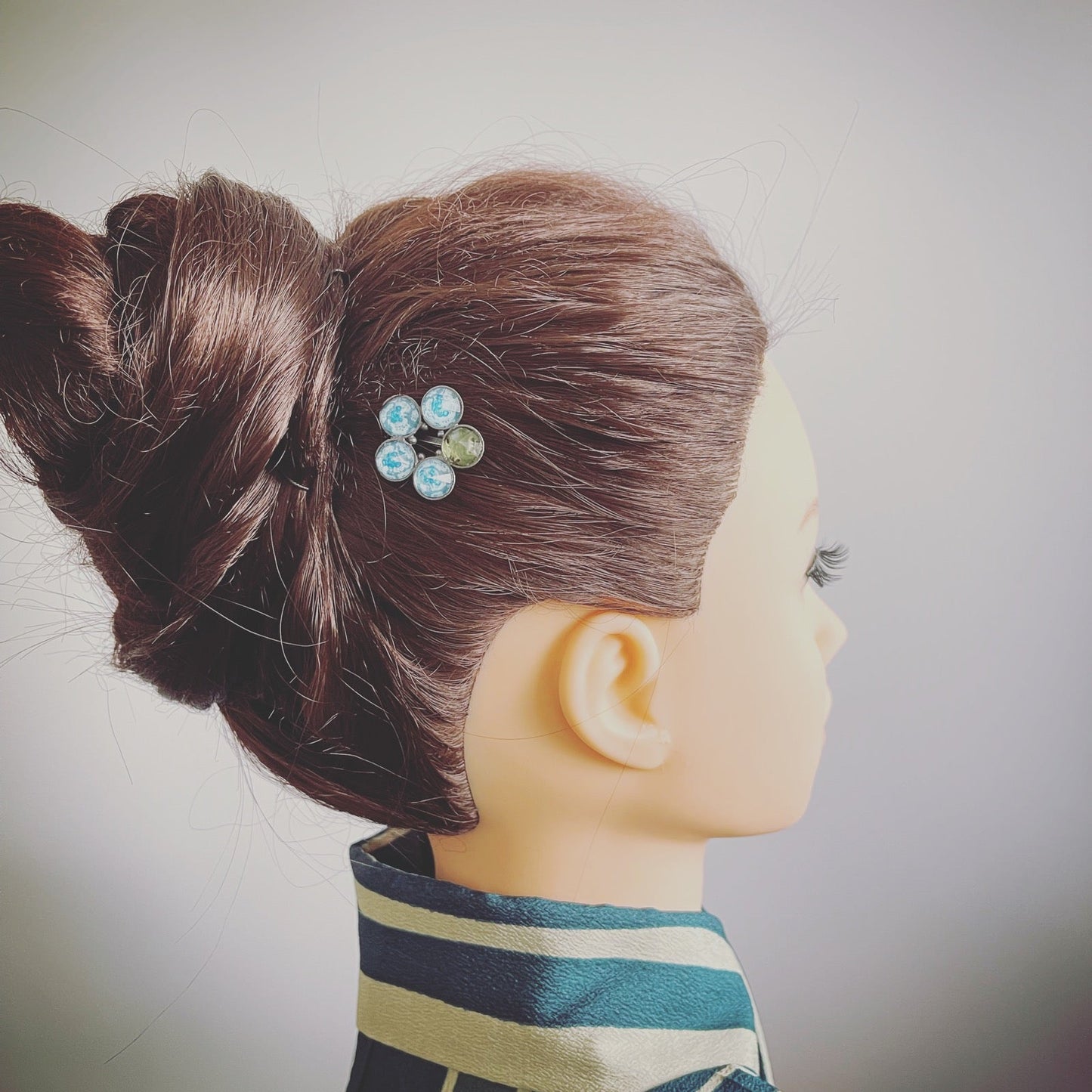 ヘアピン 花 梅 ブルー